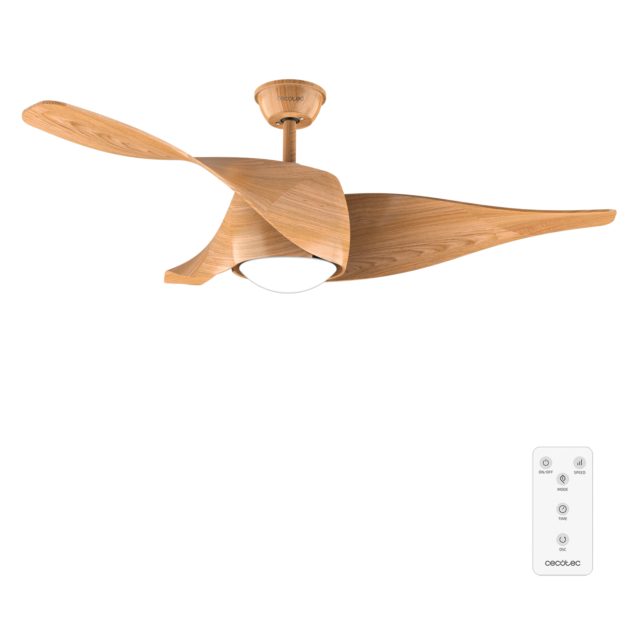 EnergySilence Aero 5290 WhiteWood Deckenventilator 40 W 52", mit DC-Motor, Fernbedienung, LED-Licht, programmierbare Timer, Winter-Sommer-Modus.