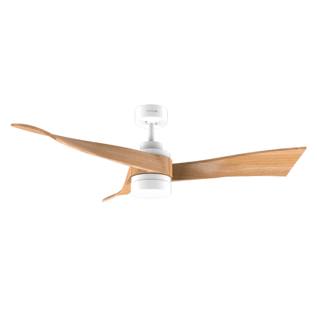 EnergySilence Aero 5279 WhiteWood Ventilador de techo de 40 W y 52" , con motor DC, luz LED de 18W, temporizador programable, modo winter-summer.