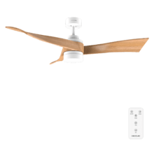 EnergySilence Aero 5280 WhiteWood Ventilateur de plafond de 40 W et 52” avec moteur DC, lampe LED de 18 W, télécommande, minuterie programmable et mode Hiver-Été.