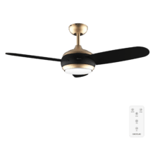 EnergySilence Aero 4265 GoldBlack Ventilador de techo de 65 W y 42” con luz LED de 18W, mando a distancia , temporizador programable, 3 velocidades, 3 aspas.