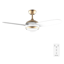 EnergySilence Aero 4265 GoldWhite Ventilador de techo de 65 W y 42” con luz LED de 18W, mando a distancia , temporizador programable, 3 velocidades, 3 aspas.