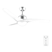 EnergySilence Aero 560 IronWhite 60W 52" Deckenventilator mit 18W LED Licht, Fernbedienung, programmierbarem Timer, 3 wählbaren Geschwindigkeiten und 3 Flügeln, mit Winter/Sommer Modus.