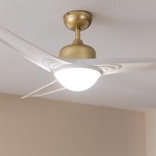 EnergySilence Aero 560 GoldWhite Ventilateur de plafond de 60 W et 52" avec lampe LED de 18 W, télécommande, minuterie programmable, 3 vitesses sélectionnables, 3 pales, et mode Hiver/Été.