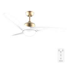 EnergySilence Aero 560 GoldWhite Ventilatore da soffitto da 60W, 52" con luce LED 18W, telecomando, timer programmabile, 3 velocità selezionabili e 3 pale