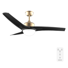 EnergySilence Aero 560 GoldBlack Ventilateur de plafond de 60 W et 52" avec lampe LED de 18 W, télécommande, minuterie programmable, 3 vitesses sélectionnables, 3 pales, et mode Hiver/Été.