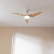 EnergySilence Aero 5250 WhiteWood Ventilatore da soffitto da 62 W e 48” con luce, 3 velocità e timer.