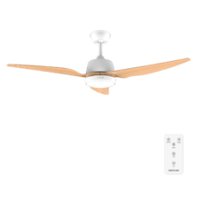 EnergySilence Aero 5250 WhiteWood Ventilatore da soffitto da 62 W e 48” con luce, 3 velocità e timer.