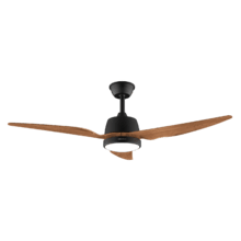 EnergySilence Aero 5250 BlackWood Ventilateur de plafond de 62 W et 48” avec lampe, 3 vitesses, minuterie et mode Hiver-Été.