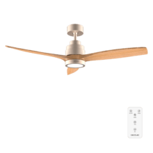 EnergySilence Aero 5295 GoldWhite Ventoinha de teto de 35 W com motor DC e 52" com luz LED de 18 W, controlo remoto, temporizador e 6 velocidades.