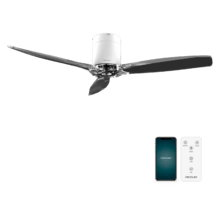 EnergySilence Aero 5285 WhiteTransparent Ventilador de techo de 40 W y 52” con mando a distancia, control por wifi y mando a distancia, protección IP44, 6 velocidades, 3 aspas, modo winter-summer y temporizador de hasta 8 horas.