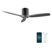EnergySilence Aero 5285 BlackTransparent Ventilatore da soffitto da 40 W 52" con telecomando, Wi-Fi e telecomando, protezione IP44, 6 velocità, 3 pale, modalità winter-summer e timer fino a 8 ore.