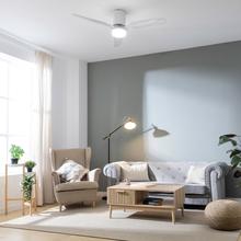 EnergySilence Aero 5285 Sun WhiteTransp Ventilatore da soffitto da 40 W 52" con telecomando, Wi-Fi e telecomando, protezione IP44, 6 velocità, 3 pale, modalità winter-summer e timer fino a 8 ore.