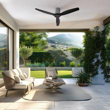 EnergySile Aero 5500 Aqua IronBlack Con Ventilatore da soffitto da 40 W 52" con telecomando, Wi-Fi e telecomando, protezione IP44, 6 velocità, 3 pale, modalità winter-summer e timer fino a 8 ore.