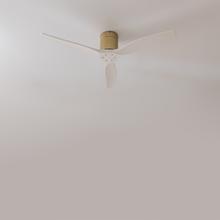 EnerSil Aero 5500 Aqua GoldWhiteWood Con Ventilatore da soffitto da 40 W 52" con telecomando, Wi-Fi e telecomando, protezione IP44, 6 velocità, 3 pale, modalità winter-summer e timer fino a 8 ore.