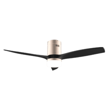 EnerSile Aero 5600 Aqua GoldBlack Con Ventoinha de teto de 40 W e 52’’ com controlo remoto, controlo por Wi-Fi e controlo remoto, proteção IP44, Luz, 6 velocidades, 3 pás e modo Inverno/Verão e temporizador até 8 h.