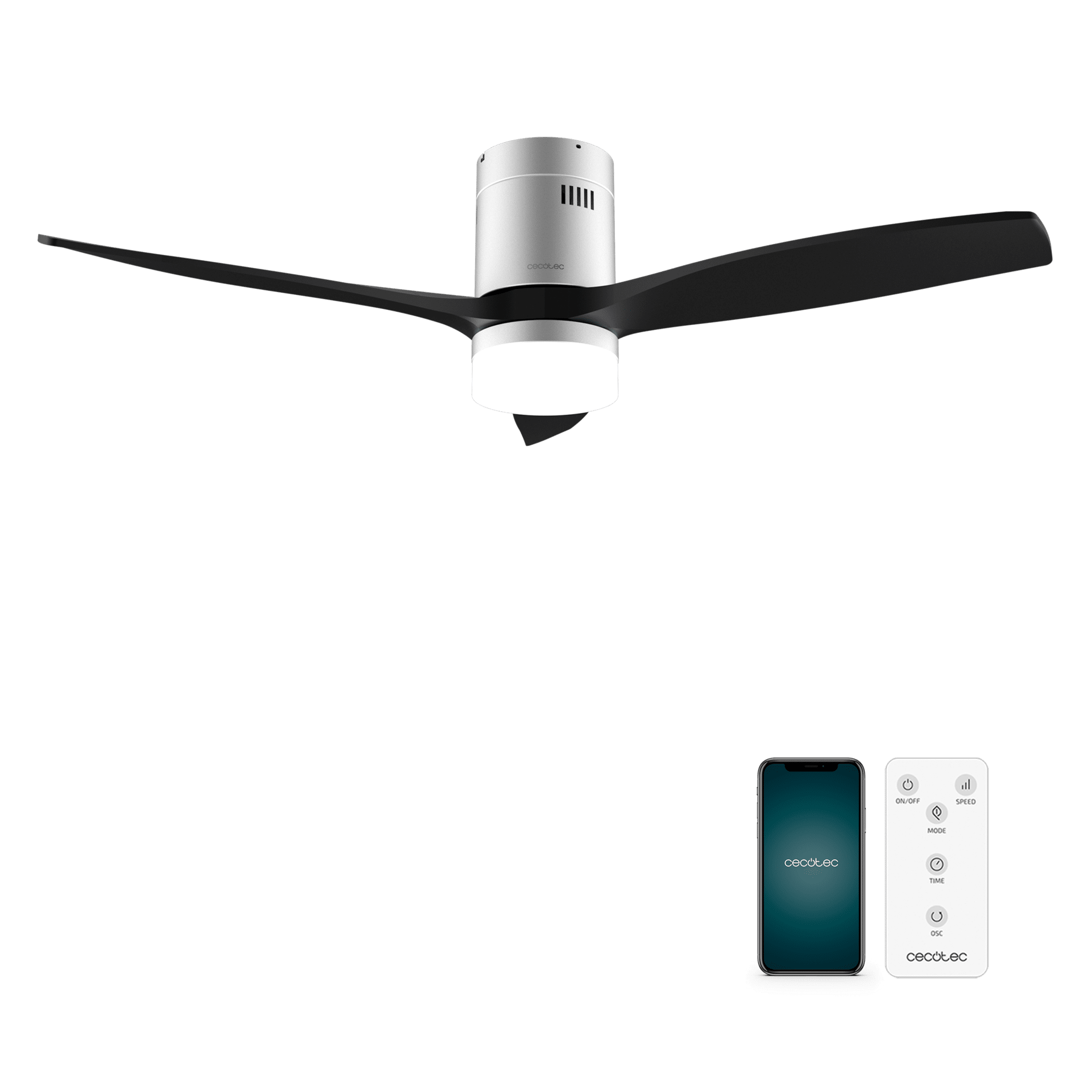 Ventilador de techo Cecotec EnergySilence Aero 5600 Aqua IronBlack Connected 08526 con mando y app