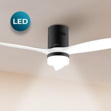 EnerSile Aero 5600 Aqua Black&White Con Ventilatore da soffitto da 40 W e 52" con telecomando, Wi-Fi e telecomando, protezione IP44, 6 velocità, 3 pale, modalità winter-summer e timer fino a 8 ore.