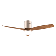 EnerSile Aero 5600 Aqua GoldDarkWood Con Ventilatore da soffitto da 40 W e 52" con telecomando, Wi-Fi e telecomando, protezione IP44, 6 velocità, 3 pale, modalità winter-summer e timer fino a 8 ore.