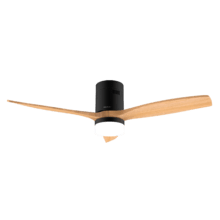 EnergySilence Aero 5599 Aqua Black&WhiteWood Connected Ventilador de techo de 40 W y 52” con mando a distancia, control por wifi y mando a distancia, protección IP44, luz, 6 velocidades y 3 aspas.