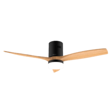 EnerSile Aero 5600 Aq Bla&WhiteWood Con Ventilateur de plafond de 40 W et 52” avec télécommande, contrôle via Wi-Fi, protection IP44, lampe, 6 vitesses, 3 pales, mode Hiver-Été et minuterie jusqu’à 8 heures.