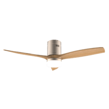 EnerSile Aero 5600 Aqua GoldWhiWood Con Ventilatore da soffitto da 40 W e 52" con telecomando, Wi-Fi e telecomando, protezione IP44, 6 velocità, 3 pale, modalità winter-summer e timer fino a 8 ore.