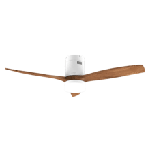 EnerSile Aero 5600 Aqua WhiDarkWood Con Ventilatore da soffitto da 40 W e 52" con telecomando, Wi-Fi e telecomando, protezione IP44, 6 velocità, 3 pale, modalità winter-summer e timer fino a 8 ore.