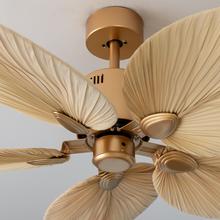 EnergySilence Aero 5200 Natural Palm Ventilador de techo de diseño con motor DC de 38W, 50 pulgadas,control remoto, 5 aspas, 6 velocidades,  modo winter/summer y temporizador de 2,4 y hasta 8 horas.