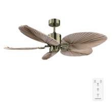 EnergySilence Aero 5200 Natural Palm Ventilador de techo de diseño con motor DC de 38W, 50 pulgadas,control remoto, 5 aspas, 6 velocidades,  modo winter/summer y temporizador de 2,4 y hasta 8 horas.