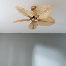 EnergySilence Aero 5200 Natural Palm Ventilador de techo de diseño con motor DC de 38W, 50 pulgadas,control remoto, 5 aspas, 6 velocidades,  modo winter/summer y temporizador de 2,4 y hasta 8 horas.