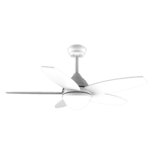 EnergySilence Aero 4200 WhiteWood Ventilatore da soffitto da 49 W e 42" con luce LED da 15W, 3 tonalità selezionabili, telecomando, timer programmabile, 3 velocità e 5 pale.