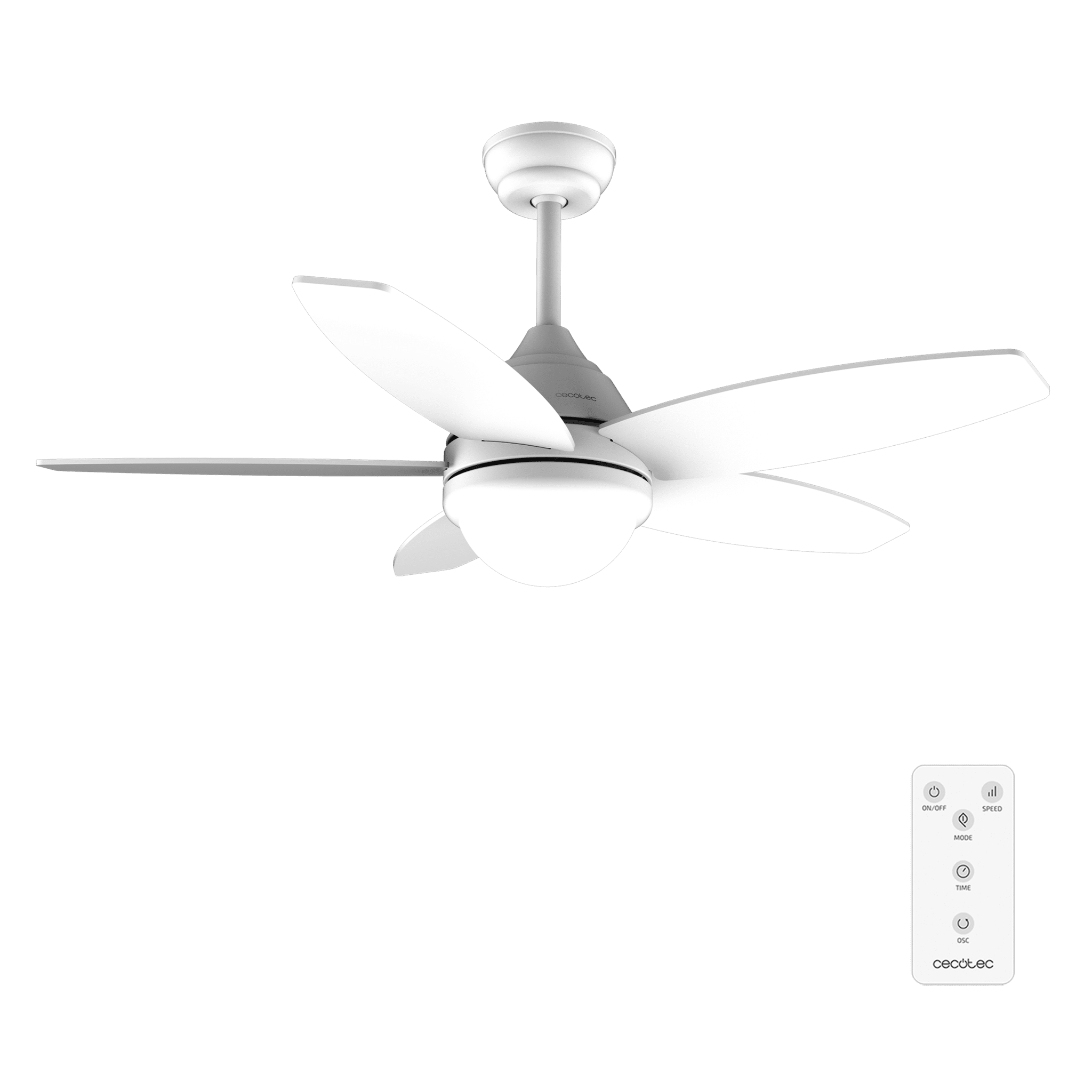 EnergySilence Aero 4200 WhiteWood Ventilatore da soffitto da 49 W e 42" con luce LED da 15W, 3 tonalità selezionabili, telecomando, timer programmabile, 3 velocità e 5 pale.