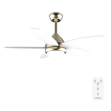 EnergySilence Aero 4200 WhiteWood Ventilatore da soffitto da 53 W e 42" con luce LED da 15W, 3 tonalità selezionabili, telecomando, timer programmabile, 3 velocità e 5 pale.