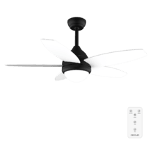 EnergySilence Aero 4200 Black&WhiteWood 53W 42" Deckenventilator mit 15W LED-Licht, 3 wählbaren Farbtönen, Fernbedienung, wählbarem Timer, 3 Geschwindigkeiten und 5 Flügeln.