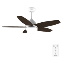 EnergySilence Aero 4200 White&DarkWood Ventilador de techo de 53W y 42” con luz LED de 15W, 3 tonalidades seleccionables, mando a distancia , temporizador seleccionable, 3 velocidades y 5 aspas.