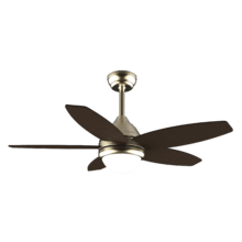 EnergySilence Aero 4200 GoldDarkWood Ventilateur de plafond de 53 W et 42" avec lampe LED de 15 W, 3 teintes sélectionnables, télécommande, minuterie sélectionnable, 3 vitesses et 5 pales.