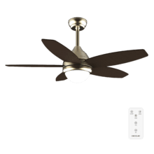 EnergySilence Aero 4200 GoldDarkWood Ventilatore da soffitto da 53 W e 42" con luce LED da 15W, 3 tonalità selezionabili, telecomando, timer programmabile, 3 velocità e 5 pale.