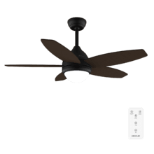 EnergySilence Aero 4200 Black&DarkWood Ventilatore da soffitto da 53 W e 42" con luce LED da 15W, 3 tonalità selezionabili, telecomando, timer programmabile, 3 velocità e 5 pale.