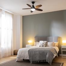 EnergySilence Aero 4200 Black&DarkWood Ventilateur de plafond de 53 W et 42" avec lampe LED de 15 W, 3 teintes sélectionnables, télécommande, minuterie sélectionnable, 3 vitesses et 5 pales.