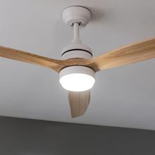 EnergySilence Aero 5275 WhiteWood Ventilador de techo de 40 W y 52" con motor DC, mando a distancia, luz LED doble altura, temporizador, modo winter-summer.