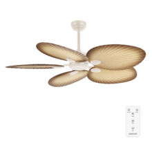 EnergySilence Aero 5200 Palm Ventilatore da soffitto da 36W, 52 pollici, con telecomando, motore DC incorporato, timer regolabile tra 1/2/4 e 8 ore, modalità inverno-estate, 6 velocità a scelta, con 5 pale rotanti.