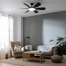 EnergySilence Aero 5200 Black Pro Ventilatore da soffitto da 36 W con motore DC e 52 pollici, luce LED, telecomando, timer, 6 pale e modalità inverno-estate.