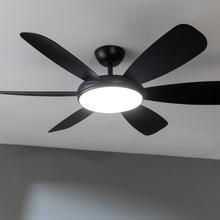 EnergySilence Aero 5200 Black Pro Ventoinha de teto de 36 W e 52’’ com motor DC, luz LED, controlo remoto, 6 pás, temporizador e modo Inverno/Verão.