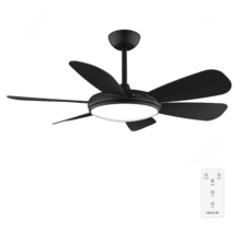 EnergySilence Aero 5200 Black Pro Ventilador de techo de 55 W con motor DC y 52 pulgadas, luz LED, mando a distancia, temporizador, 6 aspas y modo winter-summer.