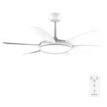 EnergySilence Aero 5200 White Pro Ventilateur de plafond de 36 W et 52” avec moteur DC, lampe LED, télécommande, minuterie, 6 pales et mode Hiver-Été.