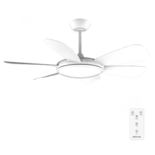 EnergySilence Aero 5200 White Pro Ventilador de techo de 32 W con motor DC y 52 pulgadas, luz LED, mando a distancia, temporizador, 6 aspas y modo winter-summer.