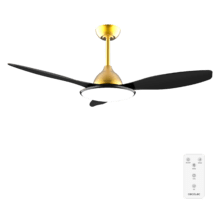 EnergySilence 4800 Light GoldBlack Ventoinha de teto de 48" com motor DC de 36 W, luz LED de 36 W, controlo remoto, temporizador, 6 velocidades e 3 pás.