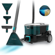 Conga CarpetClean 10000 EasyHome Aspirapolvere per tappezzeria a traino CarpetClean multiuso. Potenza di 800 W. Serbatoio di acqua pulita e serbatoio per acqua sporca. Multisuperficie. Facile da trasportare. Kit di accessori