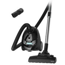 Aspirateur-traîneau de 800 W de puissance. Avec sac. Capacité maximale, réservoir jusqu’à 2 L avec filtrage de haute efficacité et tube télescopique métallique. Inclus : accessoires pour meubles et recoins qui permettent le nettoyage des zones les plus difficiles.