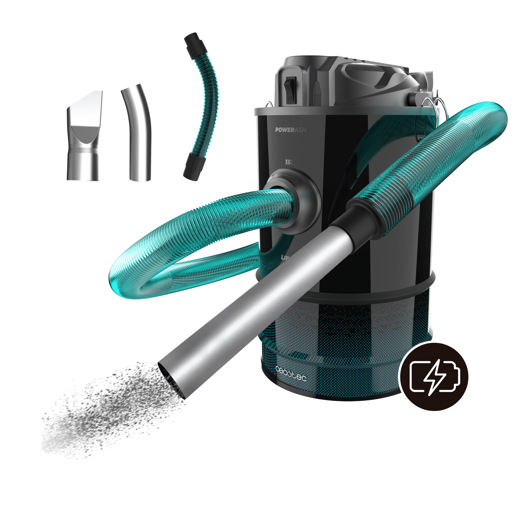MalTec TurboVac ML2500-ASH Aspirateur De Cendres Industriel 20L - Résistant à La Chaleur Avec Filtre HEPA
