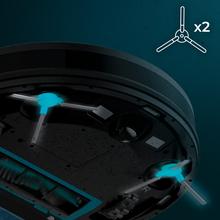 Conga 2299 Ultra Home X-Treme T con base de autovaciado. Cuenta con tecnología giroscópica, limpieza ordenada de la totalidad de la superficie recorrida. Friega, aspira y barre a la vez. 2100 Pa. APP de CECOTEC. Cepillo multifunción. 2 cepillos laterales. Bolsa de 3 litros de capacidad. 2 mopas de fregado.